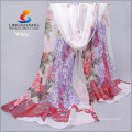 Lingshang sexy women's printing warm soft voile scarf wrap shawl stole chiffon mask wrap neck scarf